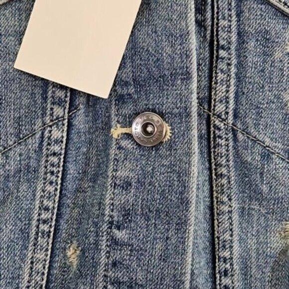 Turo by Vince Camuto Denim Vest Women's Medium Distressed Streetwear Y2K Blue - Picture 10 of 14